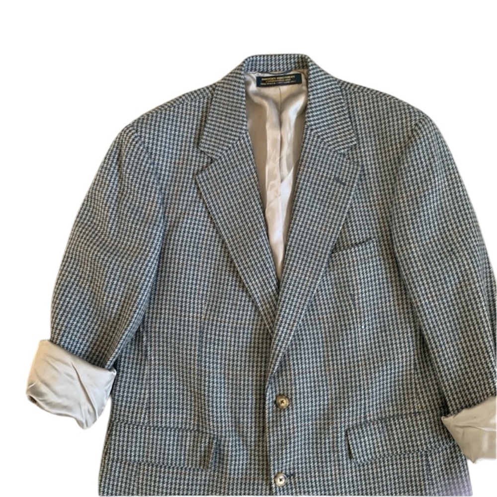 Brooks Brothers Classic Brown Houndstooth Blazer Jacket Size 42 - Picture 3 of 10